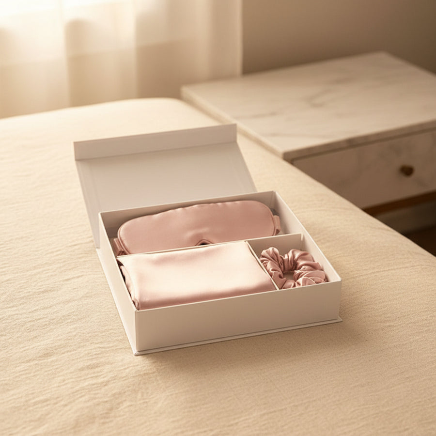 The Sericé Sleep Set — Silk Pillowcase, Eye Mask & Scrunchie